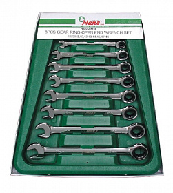 На сайте Трейдимпорт можно недорого купить Комплект ключей разрез/храп 8-19мм 8шт Hans 16658MUB. 